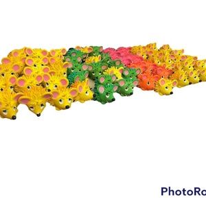 X's 100 Lanco Spanish Latex Spiny Value Mice 2" Tiny Dog Toy Lot Colors Vary